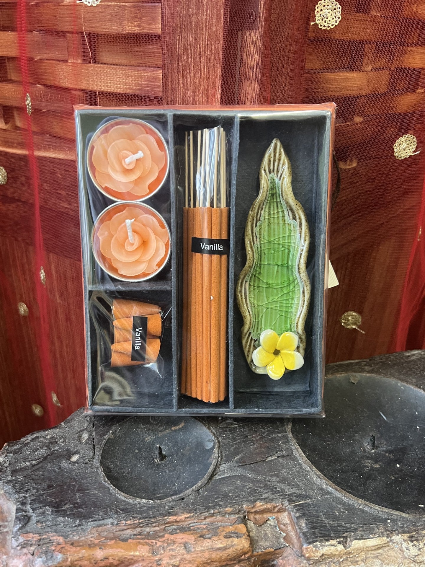Incense Gift Set with Leaf Holder