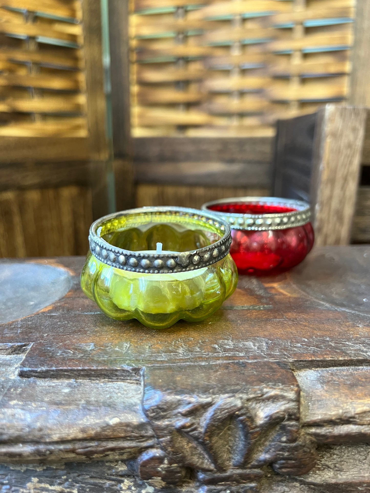 Pumpkin Glass Tea-light Holders