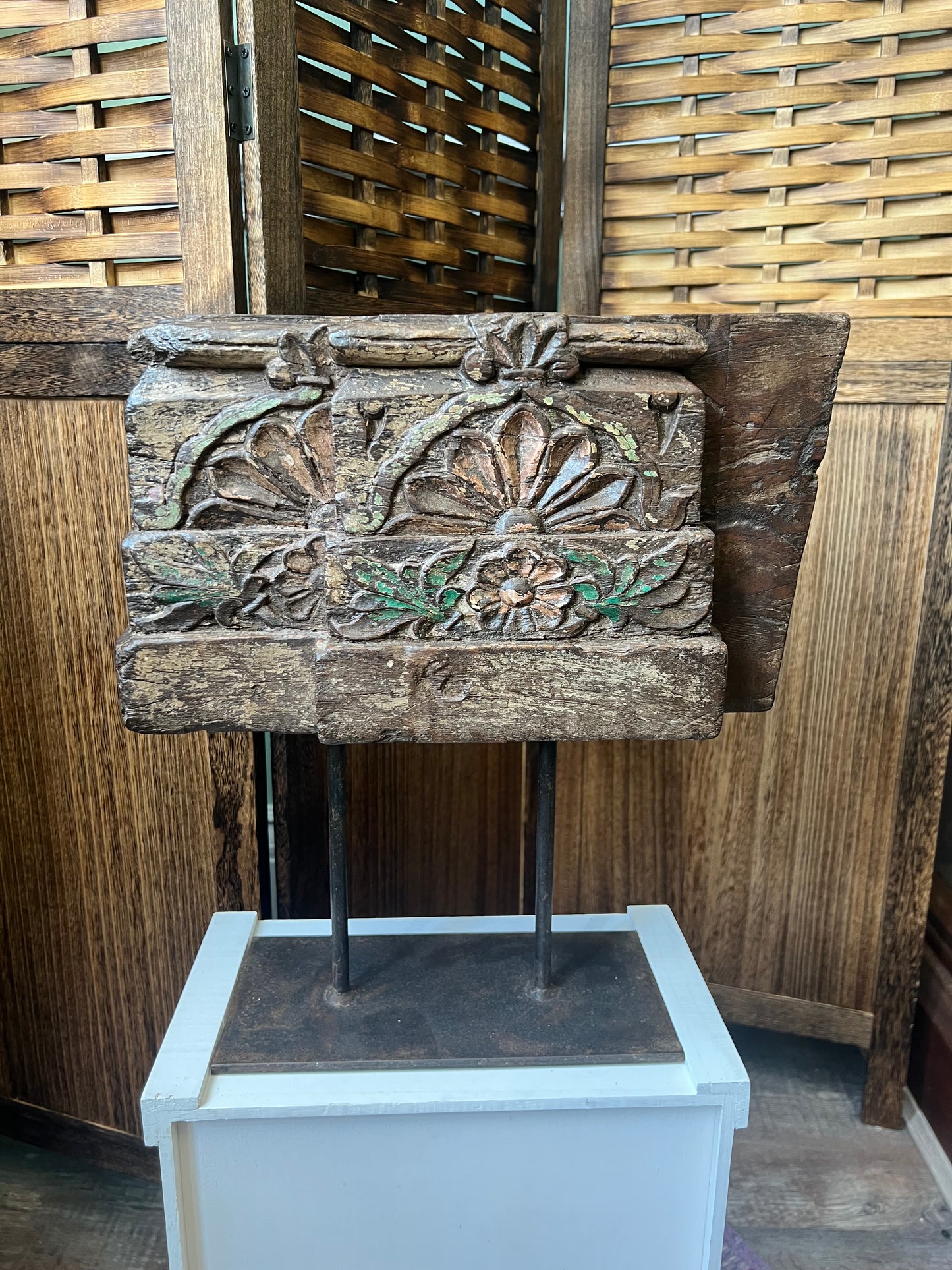Carved Wooden Candle Stand