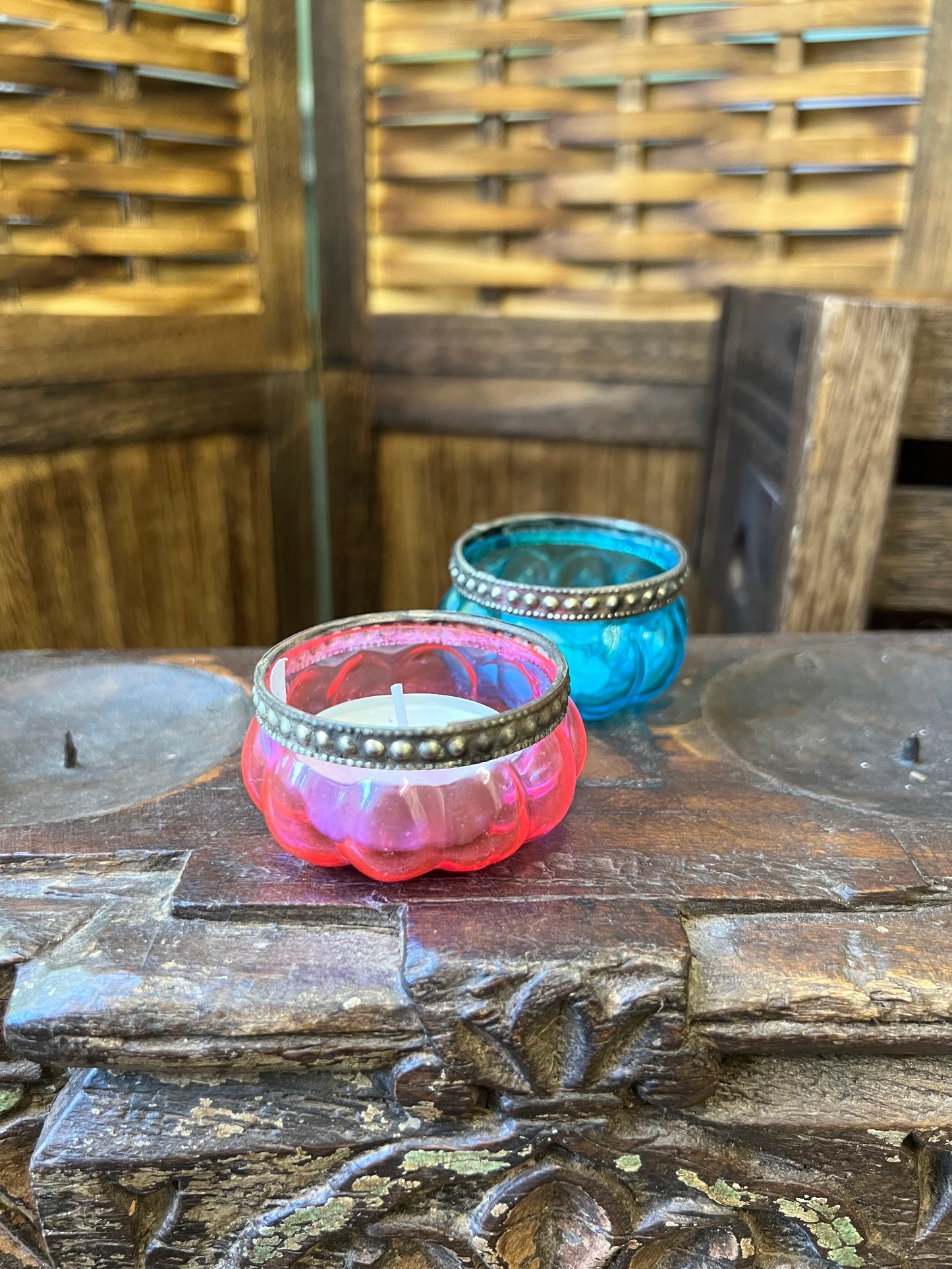 Pumpkin Glass Tea-light Holders