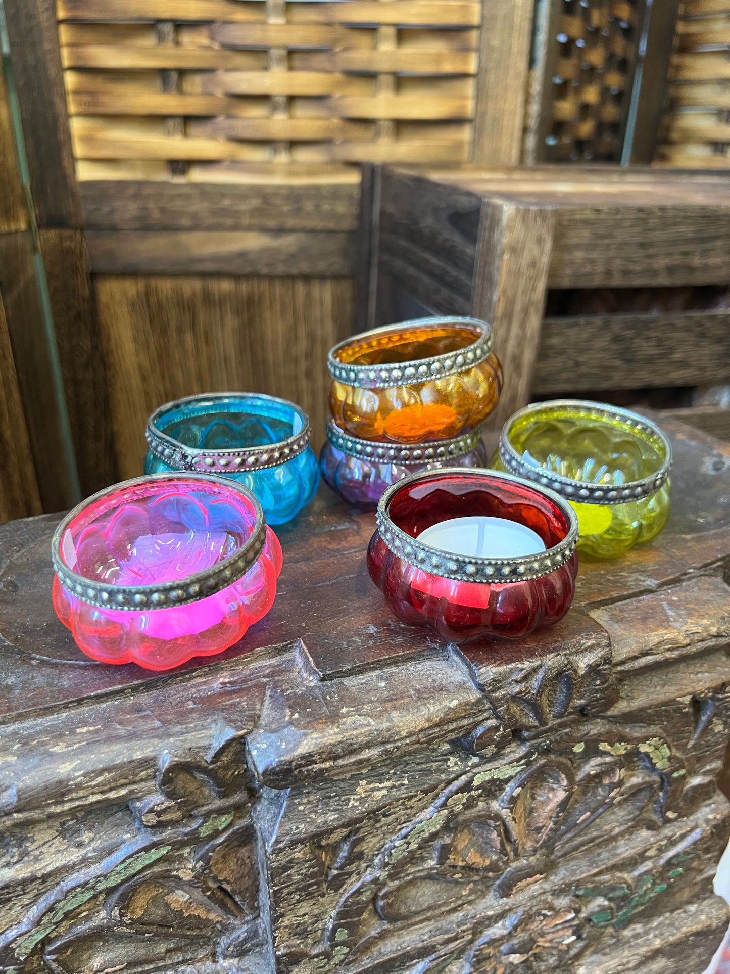 Pumpkin Glass Tea-light Holders