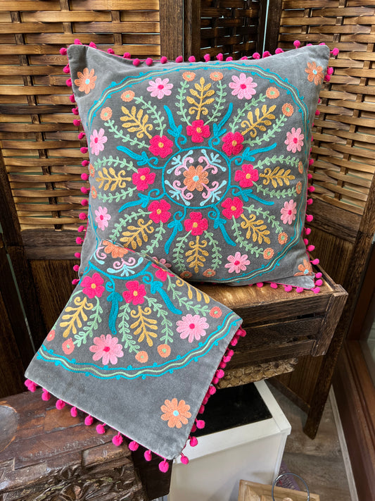 Pom Pom Floral Cushion Cover