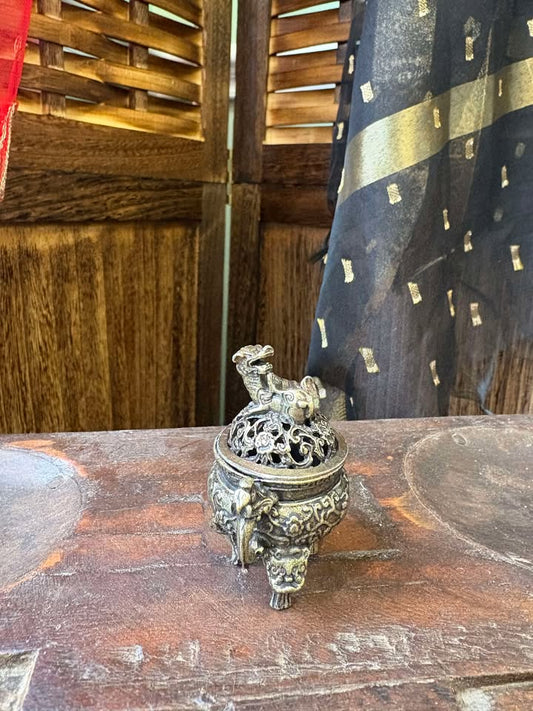 Gohobi Brass Pixiu & Dragon Incense Holder
