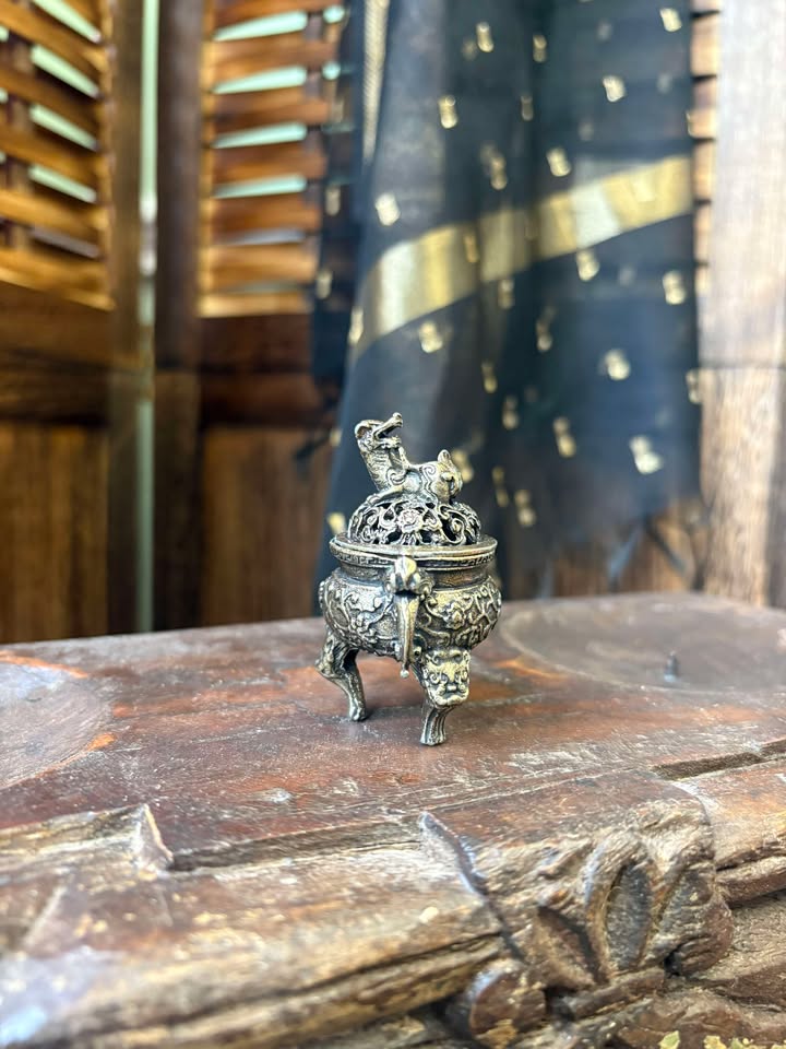 Gohobi Brass Pixiu & Dragon Incense Holder