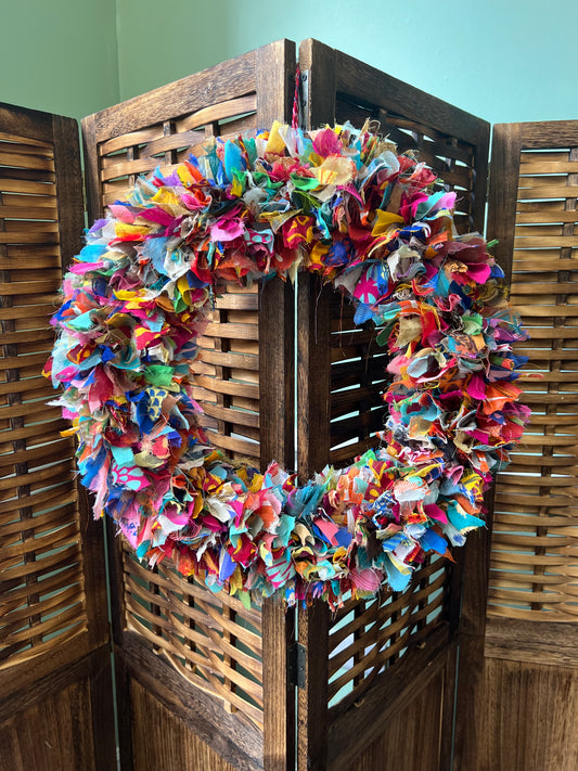 Recycled Sari Wreath - Large