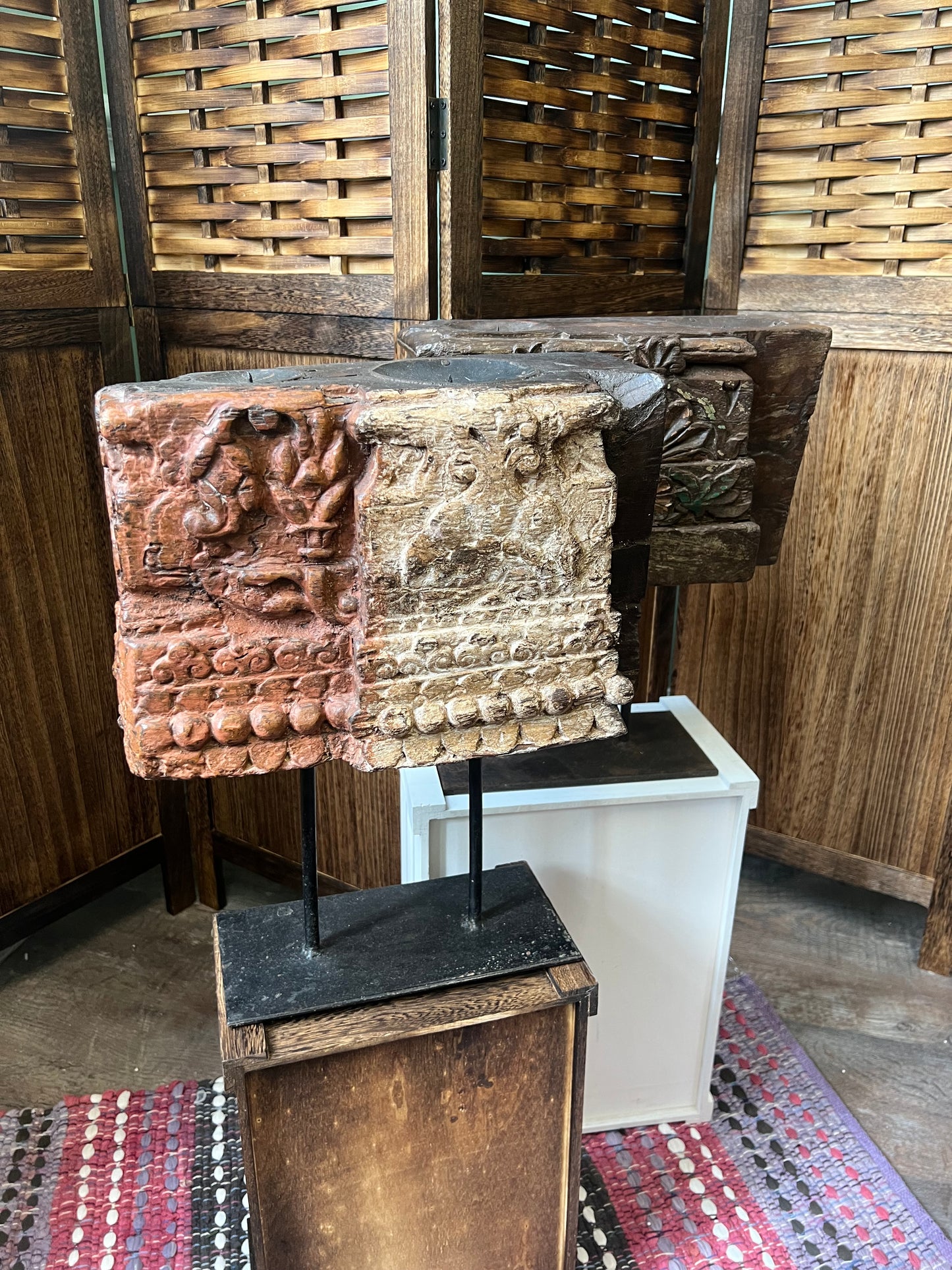 Carved Wooden Candle Stand