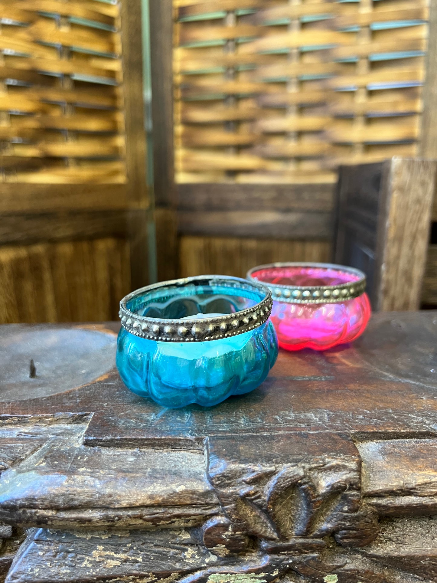 Pumpkin Glass Tea-light Holders