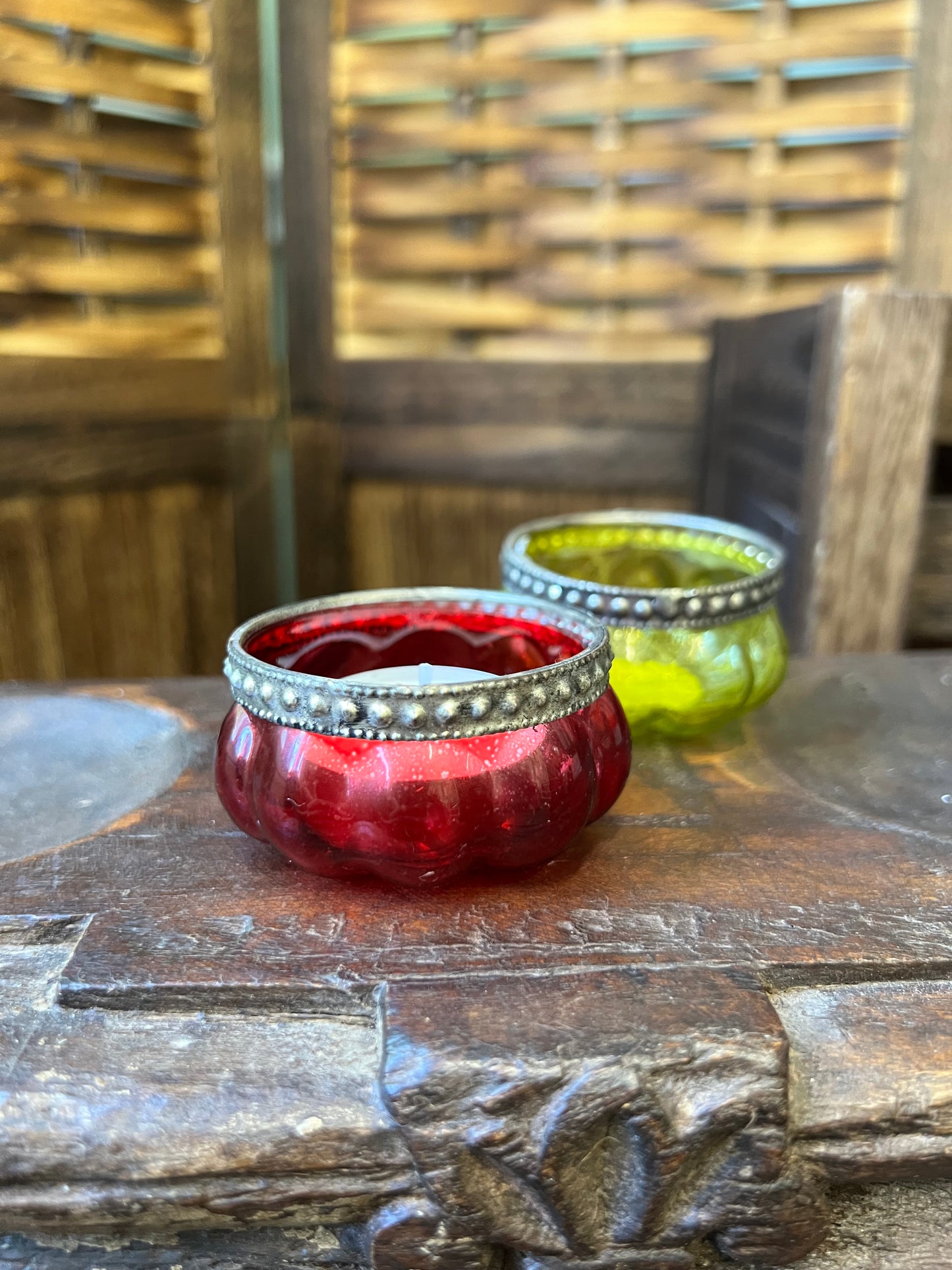 Pumpkin Glass Tea-light Holders