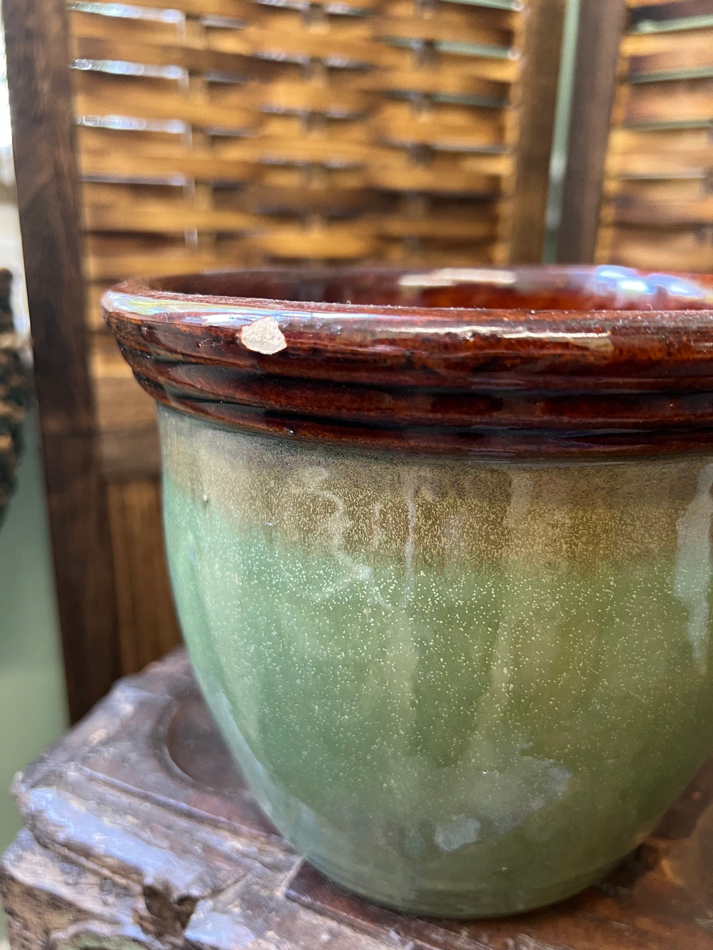 Light Green and Brown Plant Pot