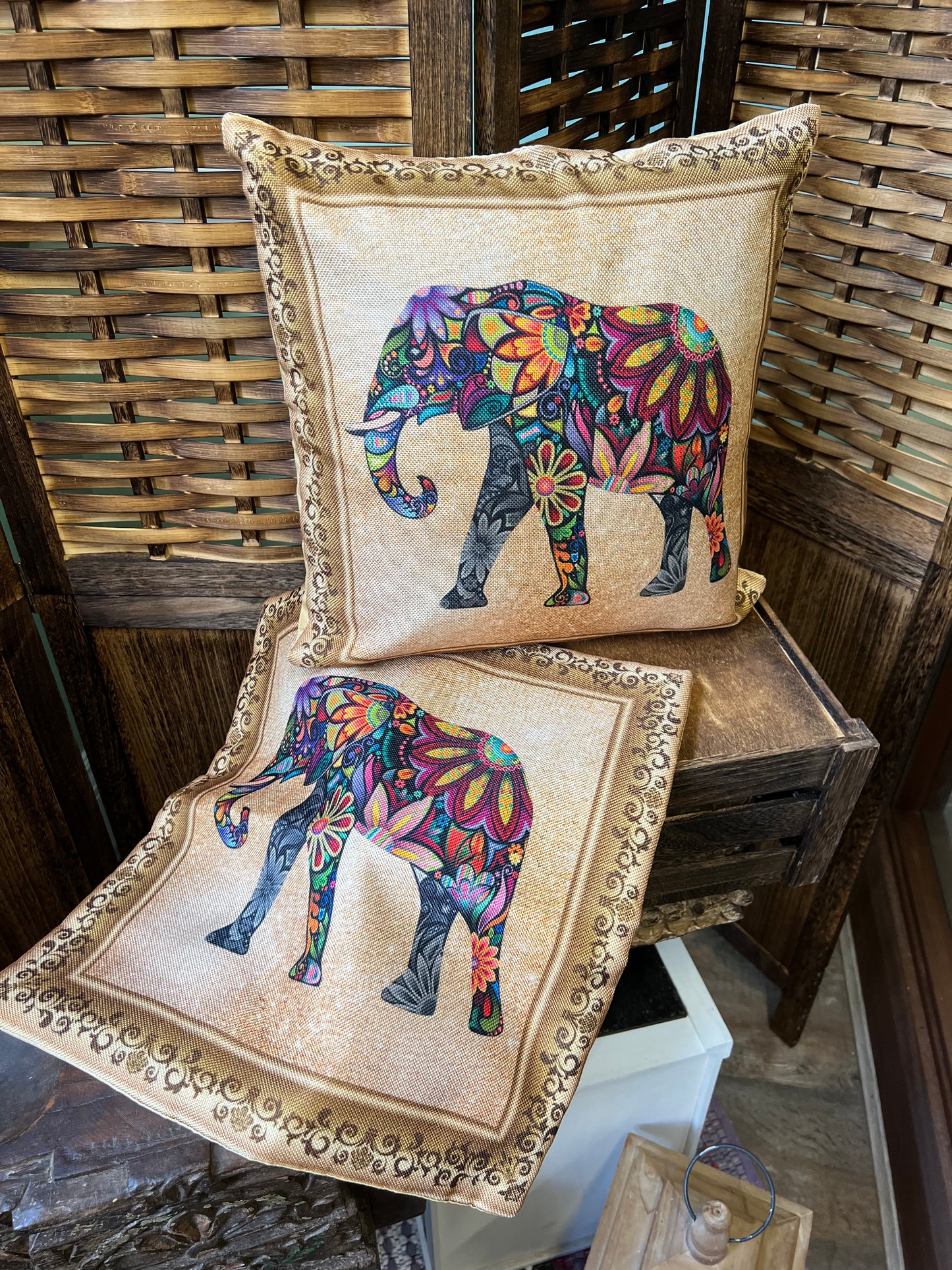 Floral Elephant Cushion Cover